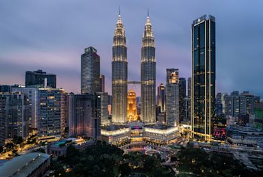 Beautiful view of Twin Towers in Kuala Lumpur, Malaysia