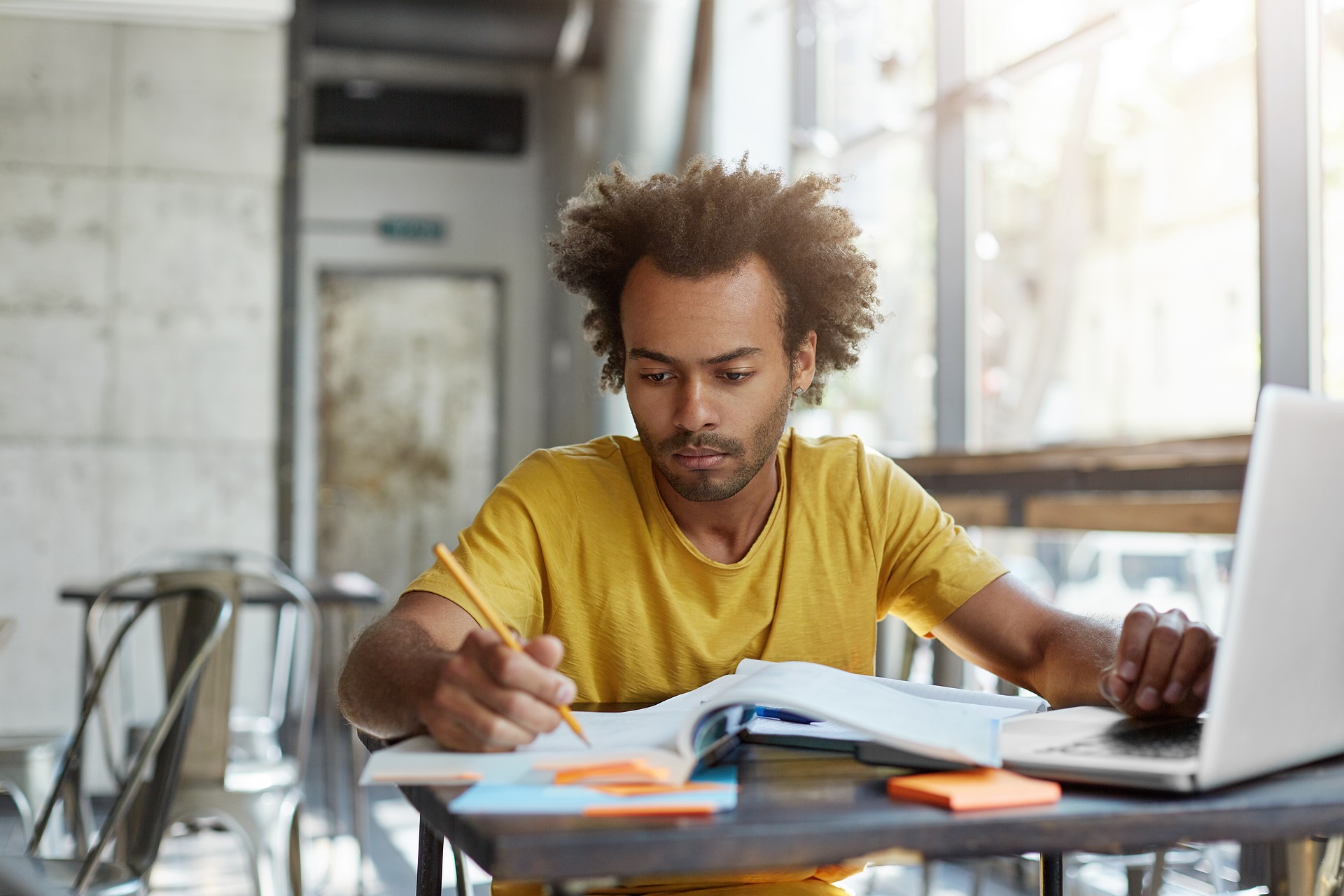 woman studying for her IELTS exam