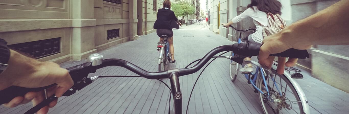 riding a bicycle to tour the residing city