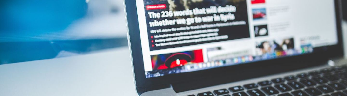 A screen showing news