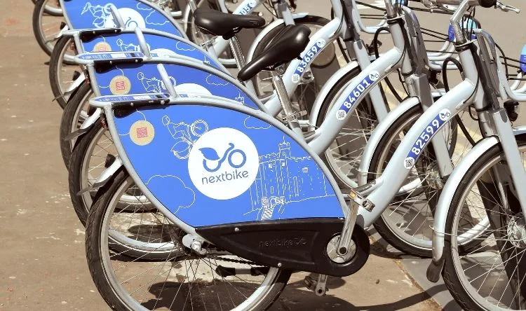 Smart bicycles at streets of Cardiff