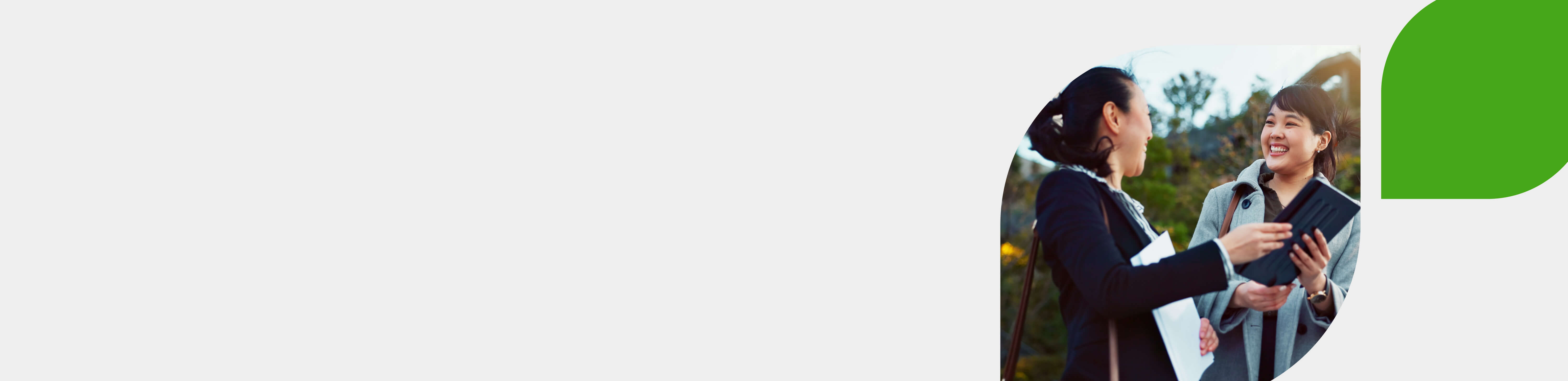 Banner image of aged care workers with clients