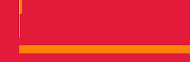  Abstract geometric design with two orange horizontal bars on a bright red background, creating a minimalist composition