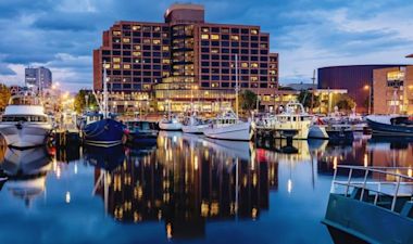 A view of Hobart city - boats and yachts.