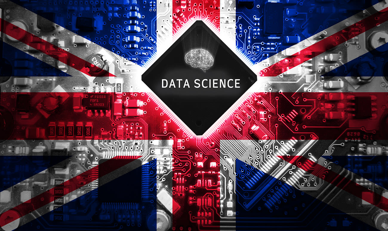 nited Kingdom in the data science concept with chip and board