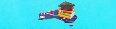 Education in Australia concept, 3D rendering isolated on a blue background