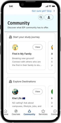 IDP Community screen on IDP Live App 