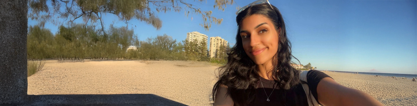 Abi Sran at the beach in Australia