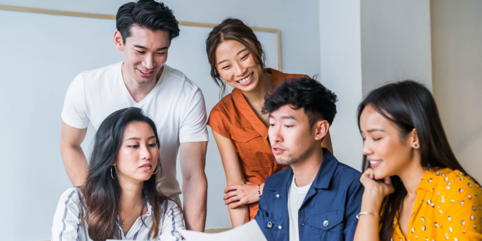VET course students smiling to each other