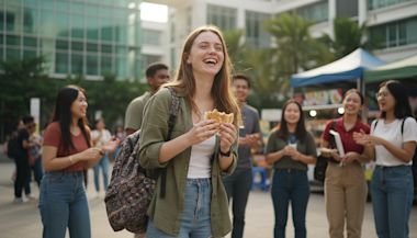 Candid shot of a female Australian international student enjoying her life in one of the universities in Malaysia