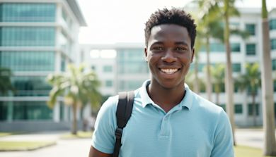 Close up candid shot of male African student in a university in Malaysia