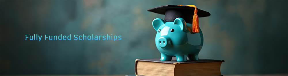 Blue piggy bank wearing a grad cap with the words 