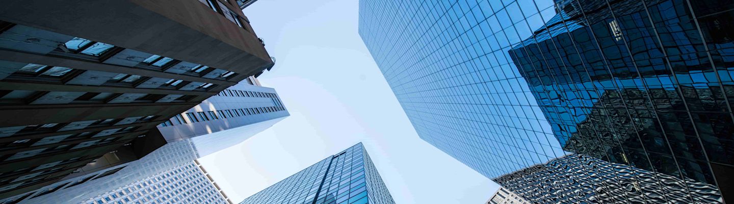 Modern office buildings in the financial district