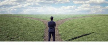 One man is looking at different ways