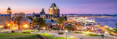 Panoramic view of Quebec City skyline with Saint Lawrence river in Canada