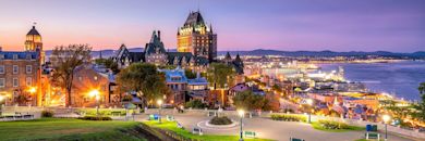 Panoramic view of Quebec City skyline with Saint Lawrence river in Canada