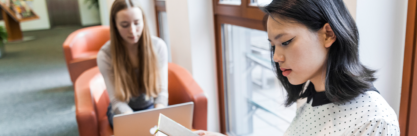 studying in UK university's library