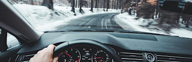 driver's seat view of road in snow