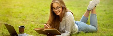 A female student reading