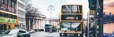 Bus stopped at the bus stop in Dublin 