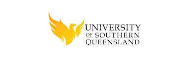 University of Southern Queensland logo featuring a yellow phoenix icon next to black text wordmark