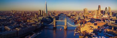 An aerial view of the city of London, United Kingdom