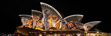 The Sydney Opera House well-lit at night