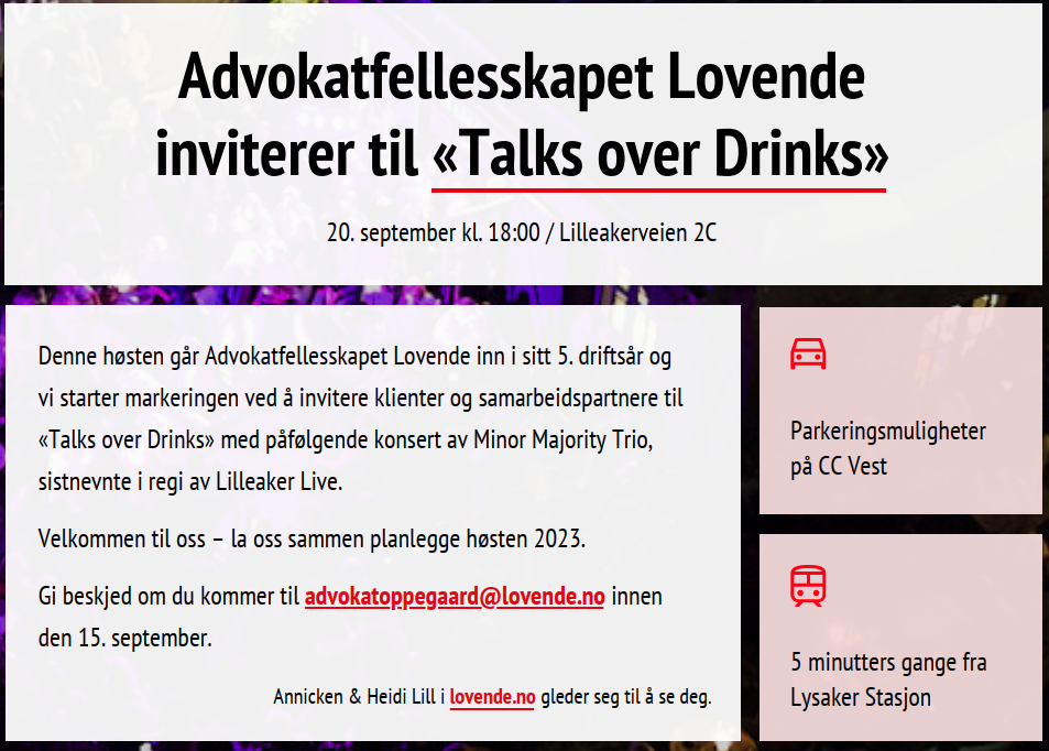 Lovende Event - Invitasjon til "Talks over Drinks"