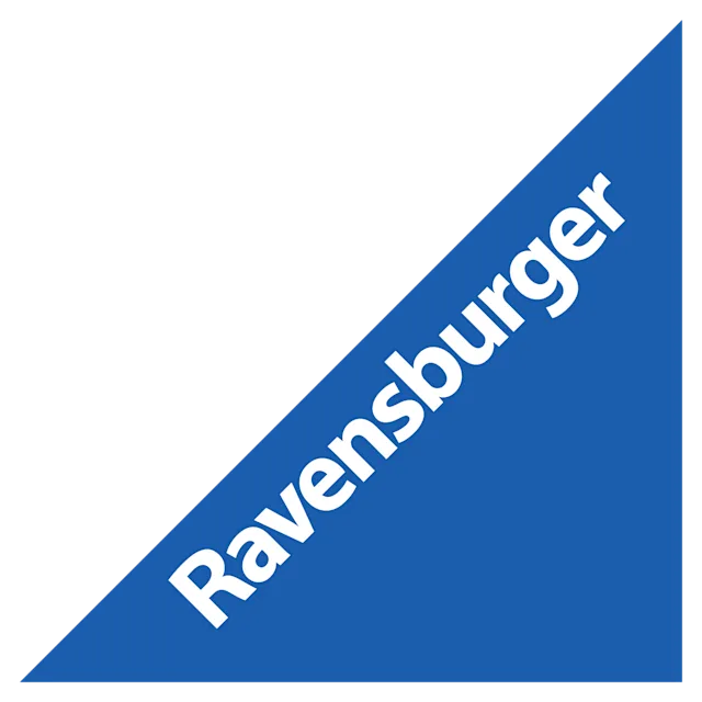 Logotyp för Ravensburger på en blå bakgrund med vit text.