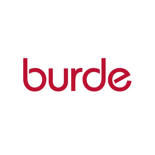 Burde-logo i rød farge på hvit bakgrunn.