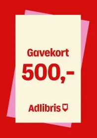 Gavekort på 500 kroner fra Adlibris, med rød bakgrunn og hvit tekst.