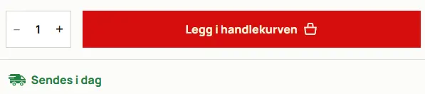 Skärmavbild av en produktbeställning med knappar för att lägga i varukorgen och leveransinformation.