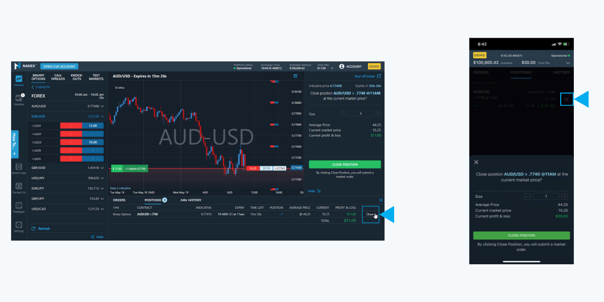 exit a trade on nadex app download