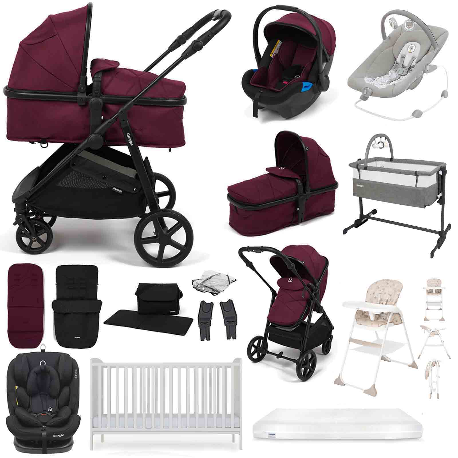 Monaco XT 2 1 Travel System Henbury Cot Bed & Fibre Mattress 15 Piece Bundle