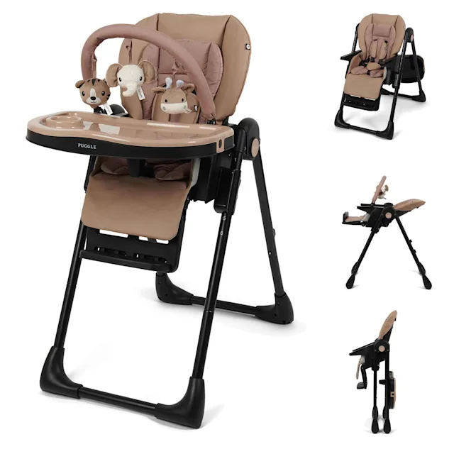 Puggle Foodie Eat & Play 9-in-1 Hi-Lo Highchair From Birth - Latte 