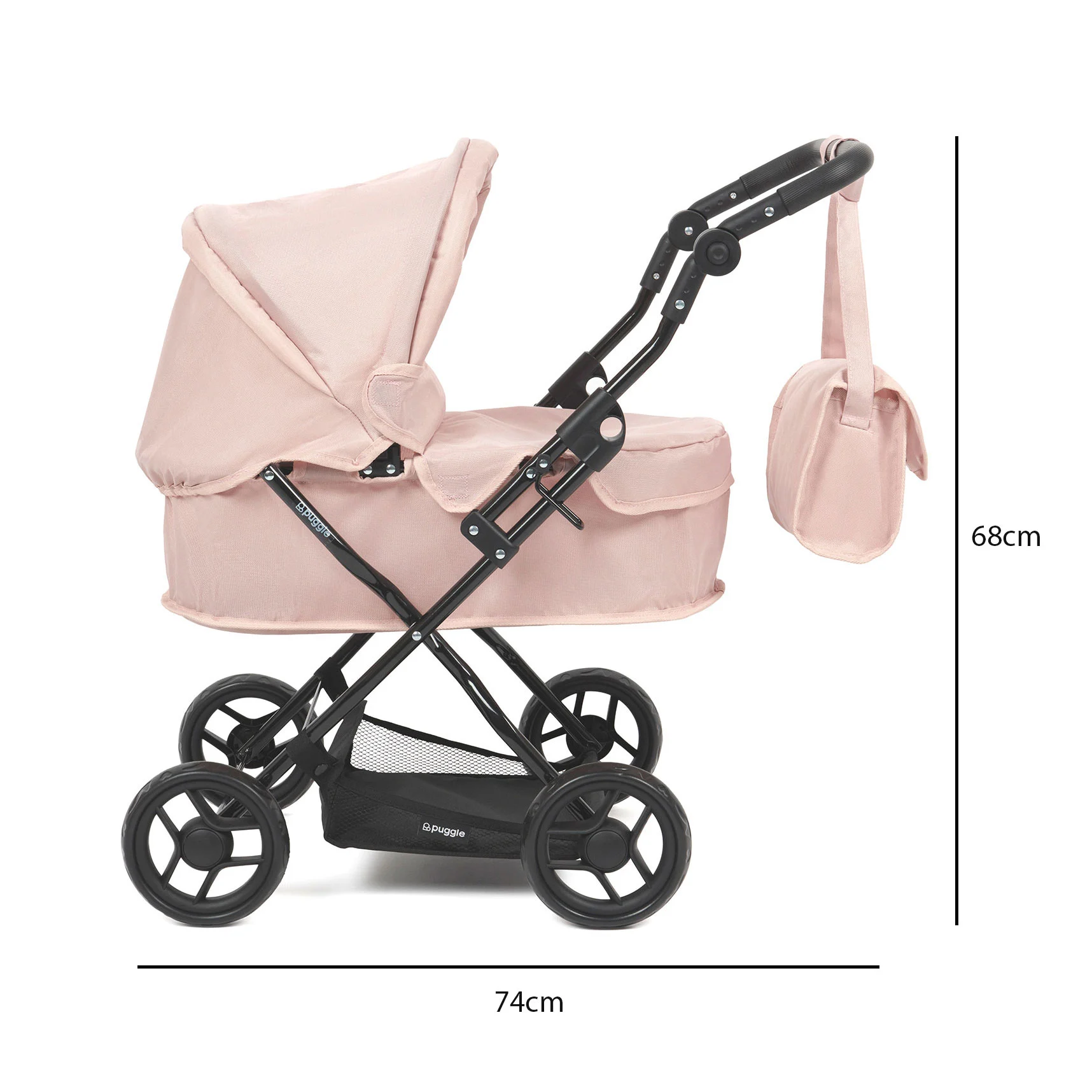 Puggle 4-Pieces Monaco Dolls Pram Set with Carry Car Seat, 3-in-1