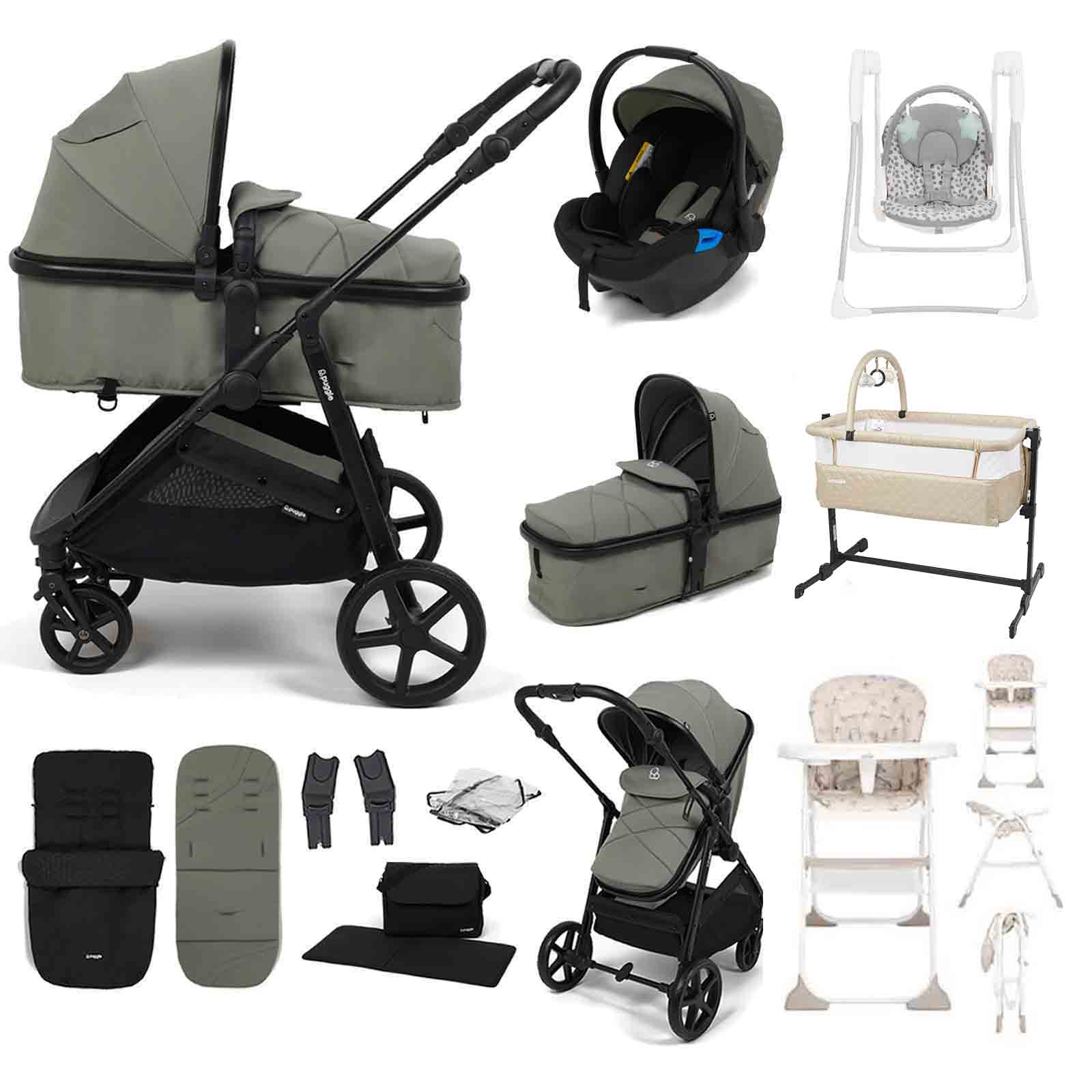 Monaco XT 2 1 Travel System Car Seat 12 Piece Bundle Seagrass