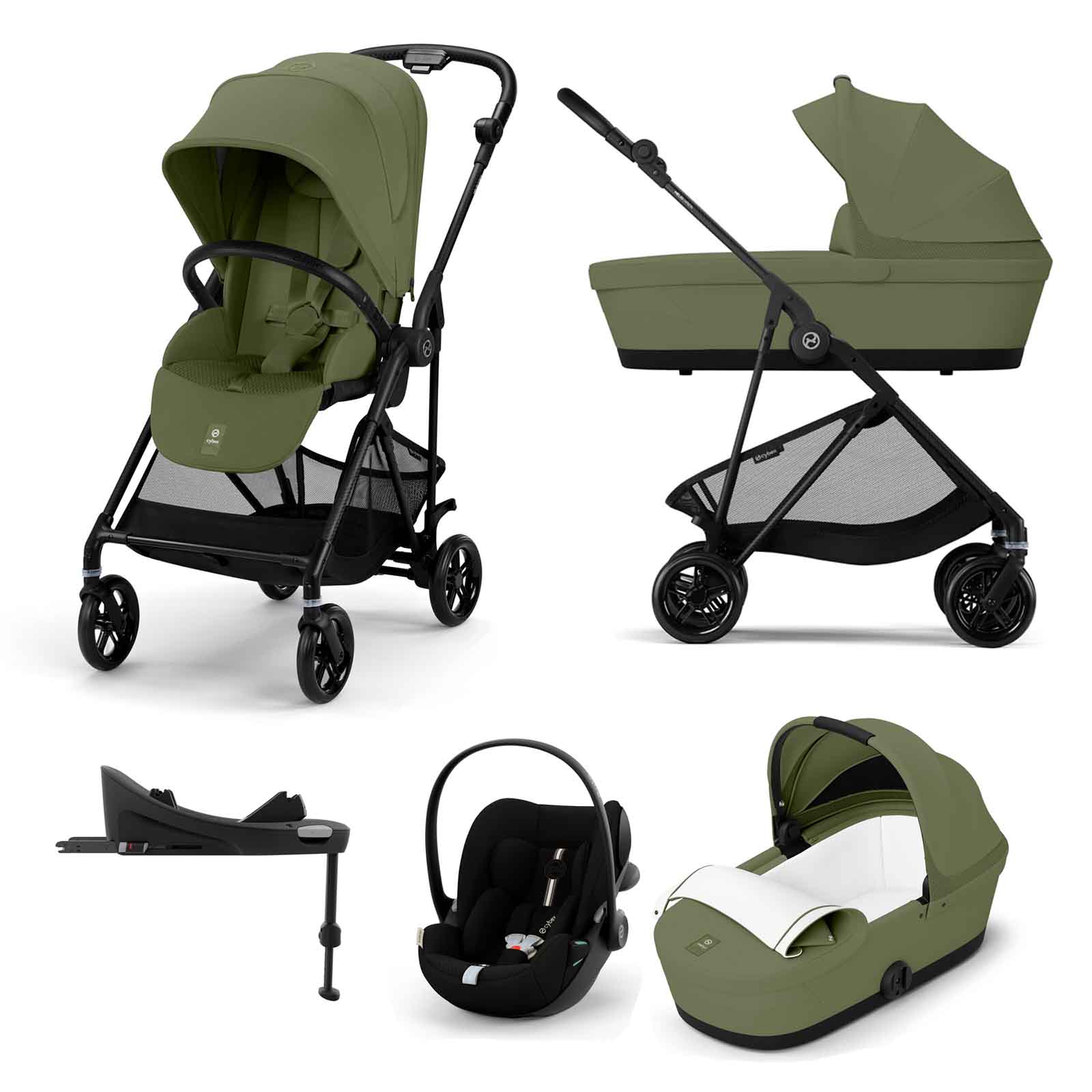 Melio Carbon 3 1 Travel System Cloud G3 Car Seat & Base G3 Moss