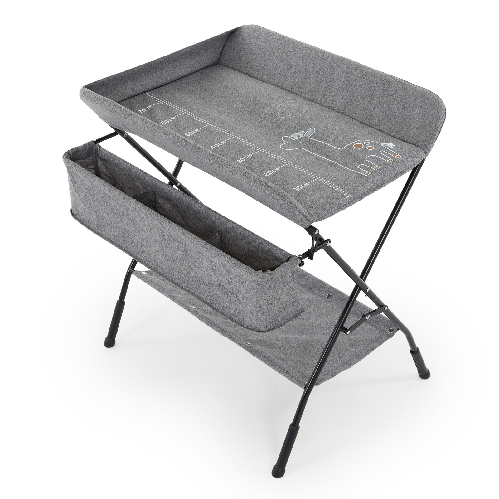 Puggle Folding Changing Station with Storage Melange Grey The