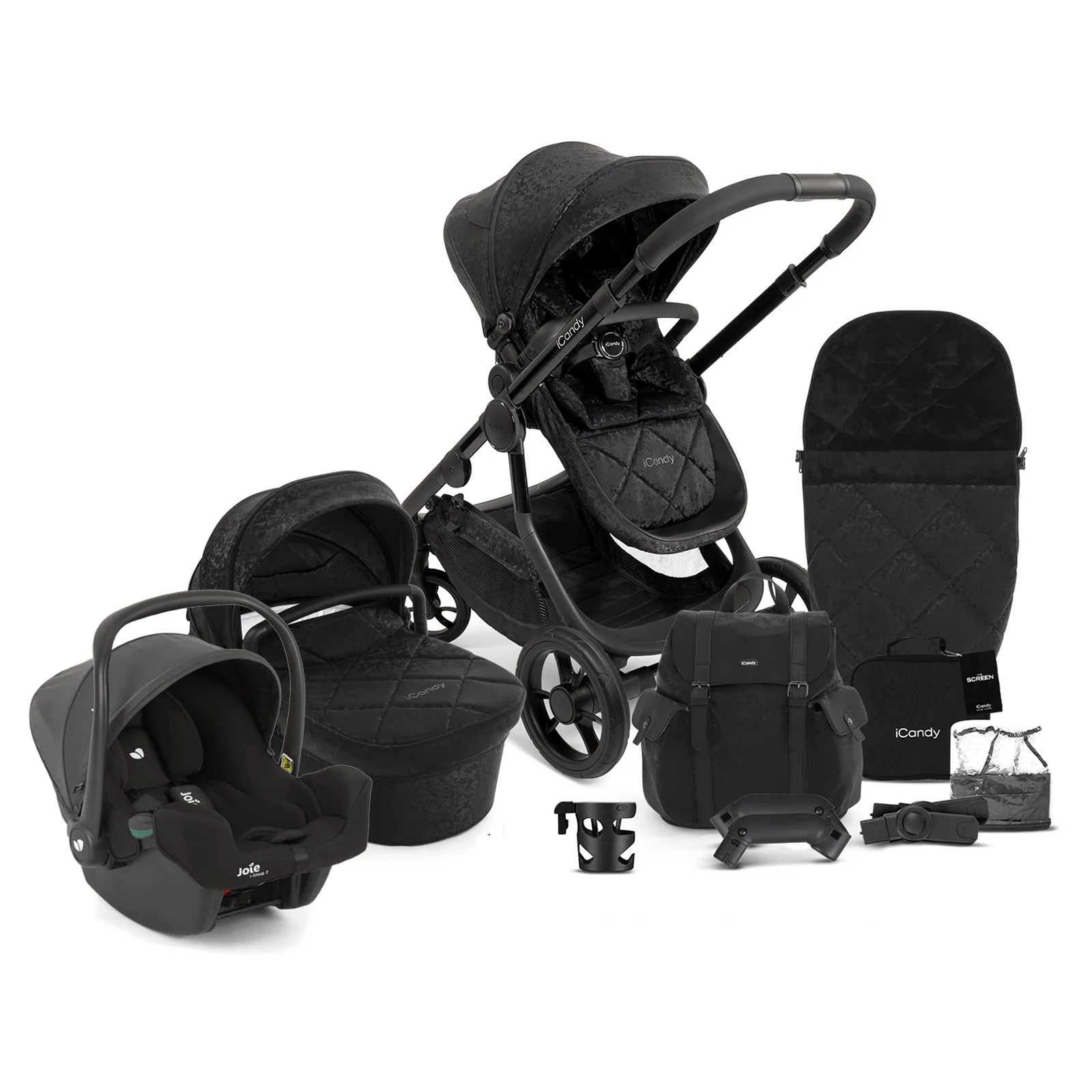 iCandy Orange 3 Complete 13 Piece Travel System Summer Bundle with i Snug 2 Car Seat Designer Black The Nursery Store