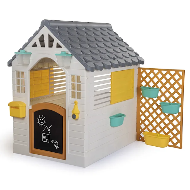 Dolu Children's Playhouse with Play Fence - White & Grey (2+ Years)