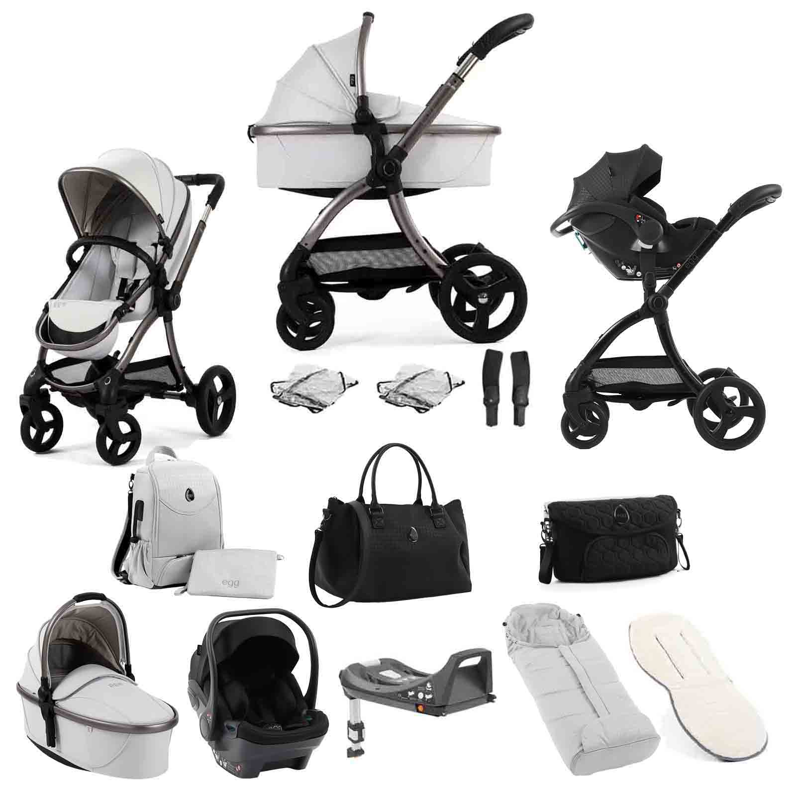 egg3 3 1 Luxury Travel System i Car Seat & ISOFIX Base 14 Piece Bundle Houndstooth