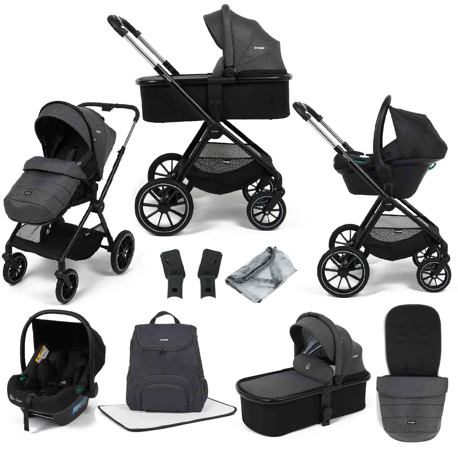 Santiago 3 1 i Travel System Safe Fit Car Seat 9 Piece Bundle Charcoal Grey