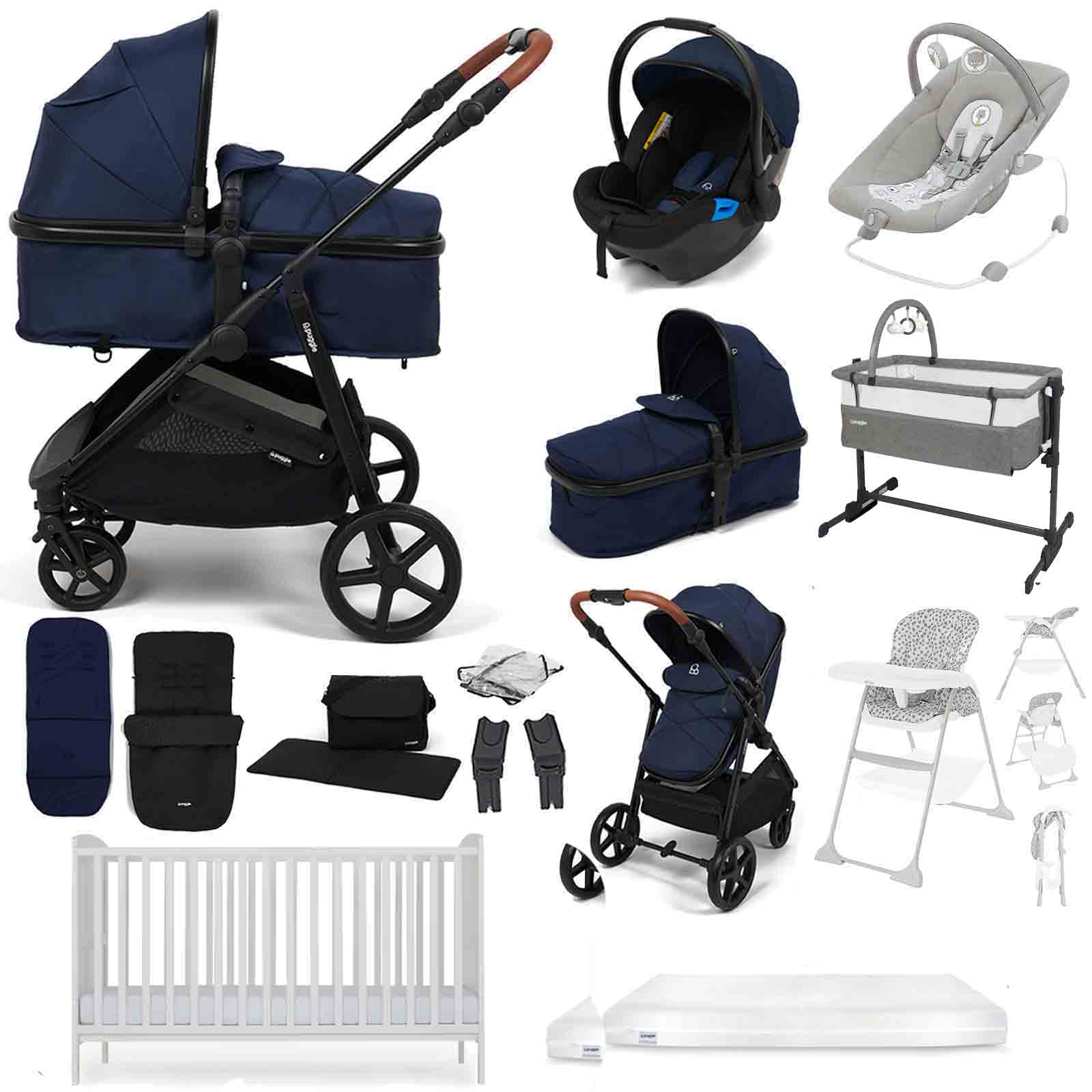 Monaco XT 2 1 Travel System Henbury Cot Bed & Eco Fibre Mattress 14 Piece Bundle