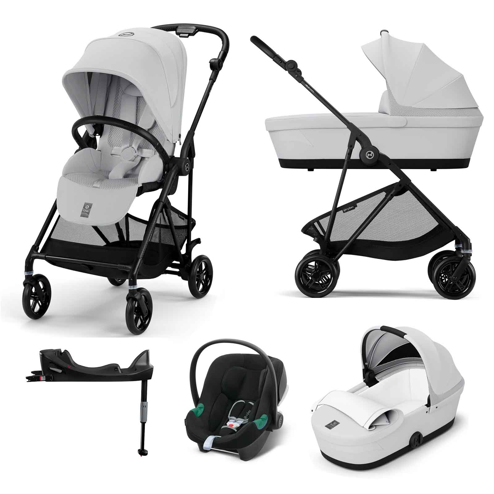 Melio Carbon 3 1 Travel System Aton B2 Car Seat & Base Fog