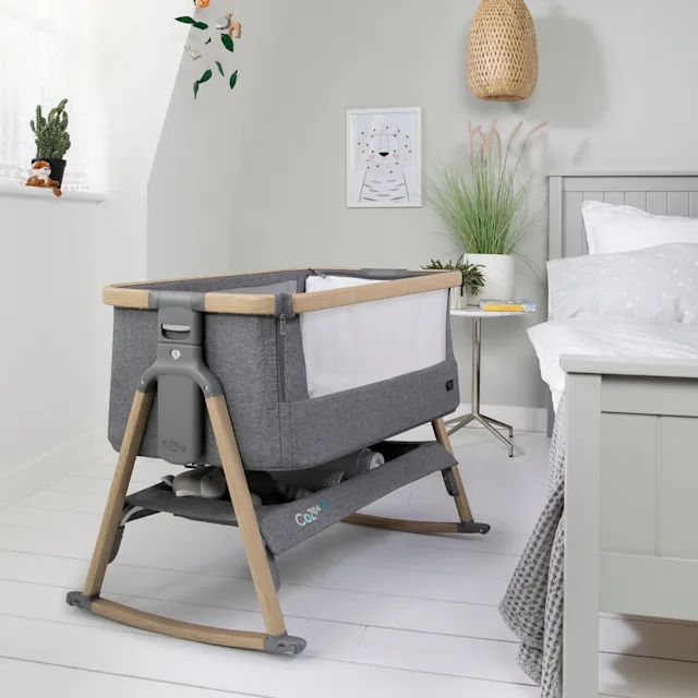Tutti Bambini CoZee Air Bedside Crib - Oak & Charcoal