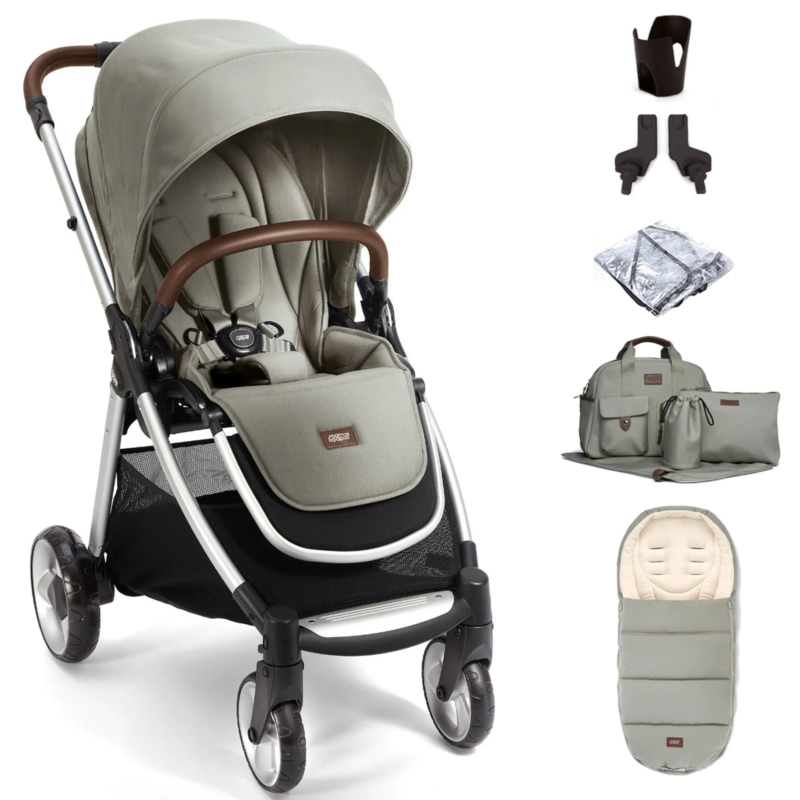 Mamas Papas Flip XT2 Pushchair with Accessories Sage Green The Nursery Store