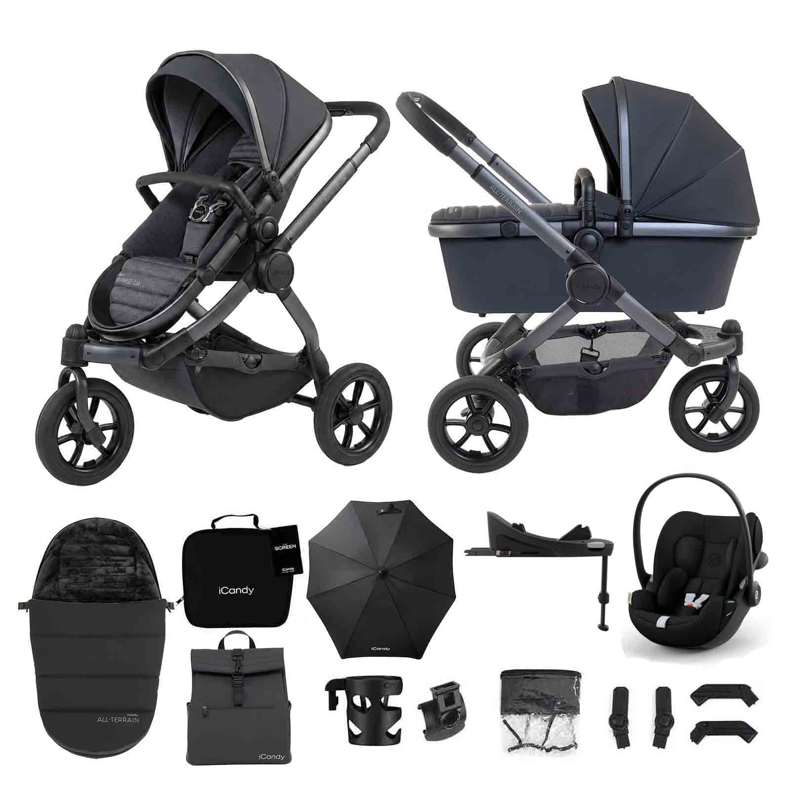 7 All Terrain Travel System Cloud G Car Seat & Base G 13 Piece Bundle Storm