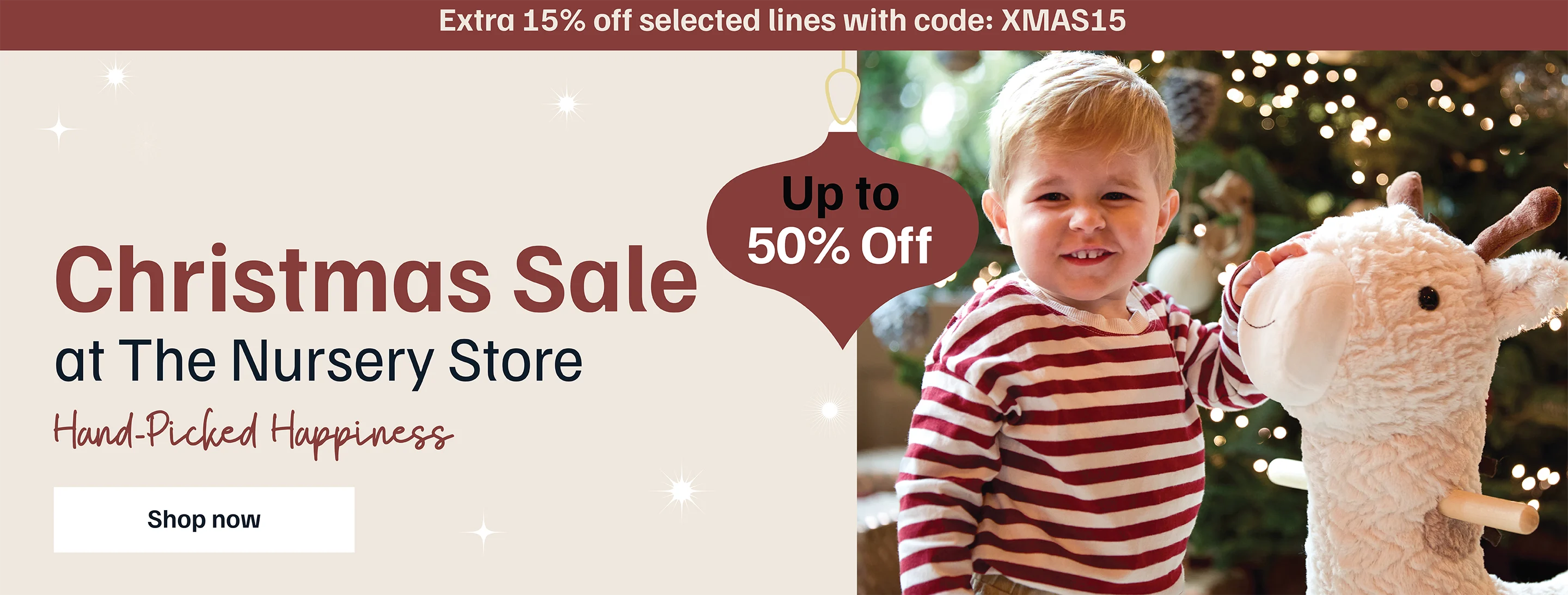 Up to 50% off plus extra 15% off selected lines with code XMAS15