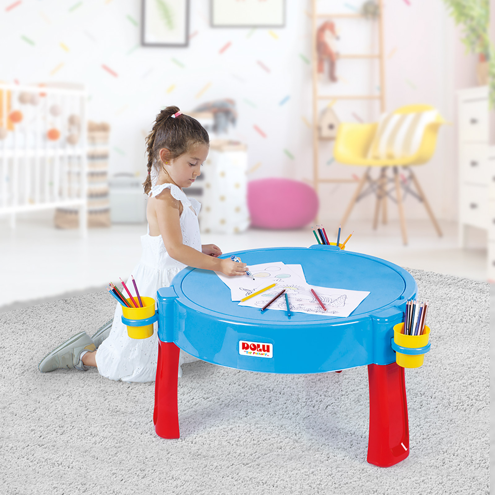 Dolu 3-in-1 Indoor/Outdoor Water Sand Activity Table Blue (2